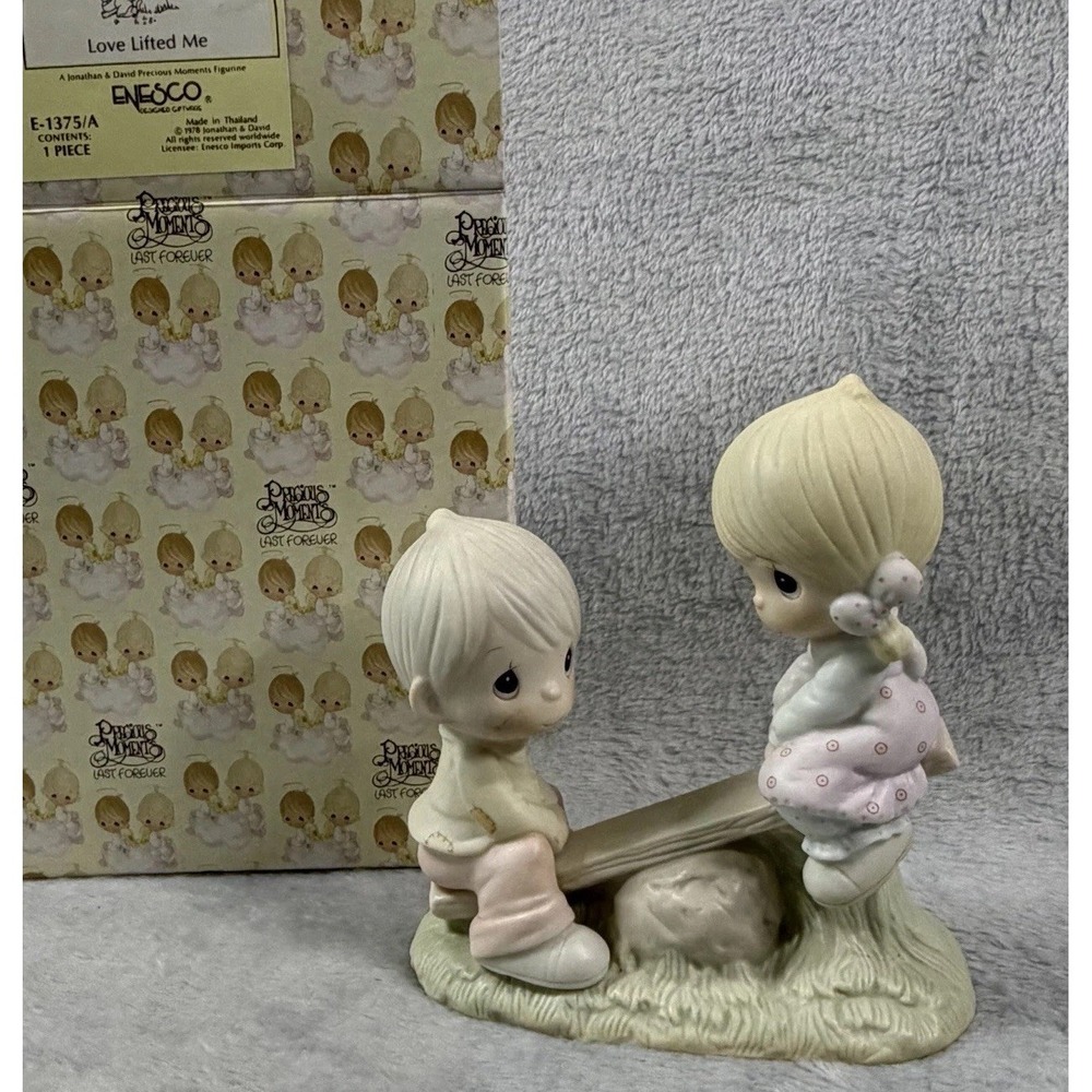 Vintage Precious Moments Figurine 1978 Love Lifted Me Friends Seesaw‎ Playground